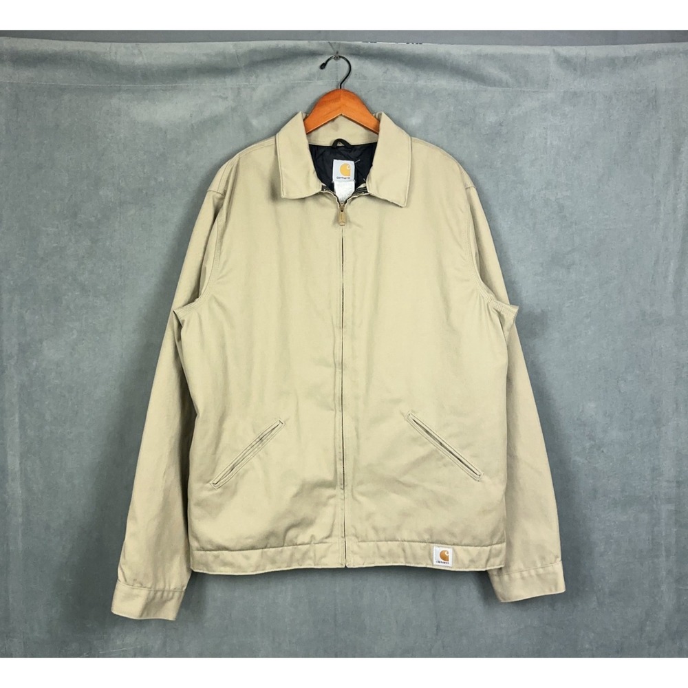 Vintage Carhartt Jacket Mens Size Large TALL Khaki Quilted Lined J293